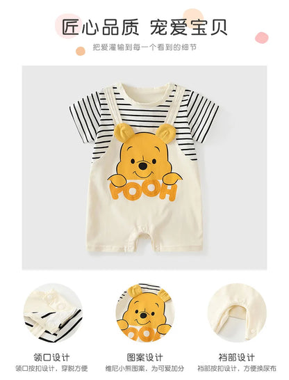 Neugeborene Kleidung Cartoon Winnie the Pooh Bequemer und weicher Sommer Jungen und Mädchen 0-24 Kurzarm Baby Overall.