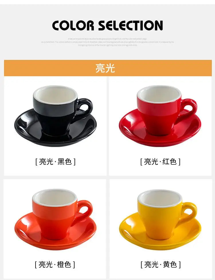 Thickened Ceramic Coffee Cup Set 80ML Italian Espresso Cup Plate Small Cup Colorful with Plate Spoon Drinkware.