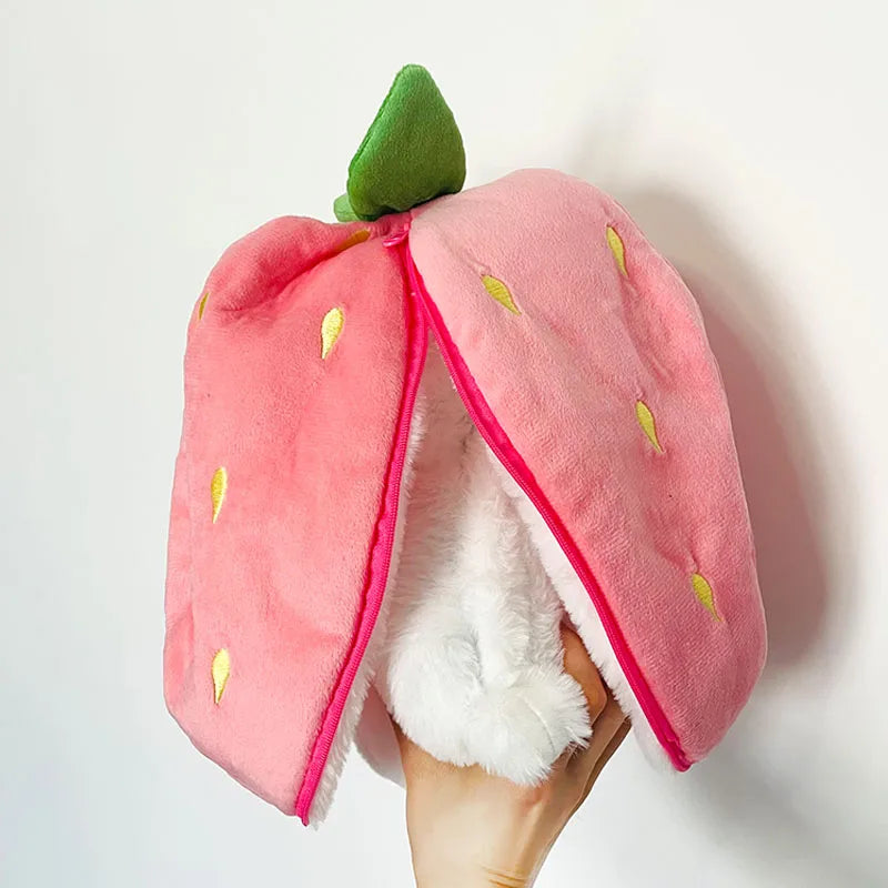 30cm Sleeping Light Doll Kid Birthday Gift Baby Music Strawberry Carrot Rabbit Plush Toys Stuffed Creative Into Bunny Transform.