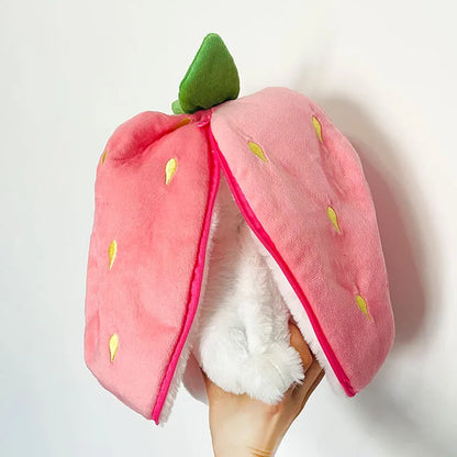 30cm Sleeping Light Doll Kid Birthday Gift Baby Music Strawberry Carrot Rabbit Plush Toys Stuffed Creative Into Bunny Transform.