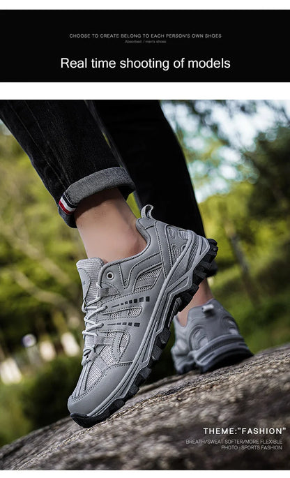 Men‘s Waterproof Hiking Shoes Outdoor Trainers Lace-up Climbing Shoes Women Trekking Sneakers Anti-slip  Tactical Sneaker.