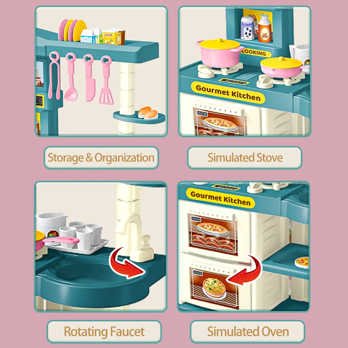 Kitchen Mini Play Cooking Set, Cutting Play Food Toys Pretend Play Pots Milk Bread Pans Early Educational for kids.