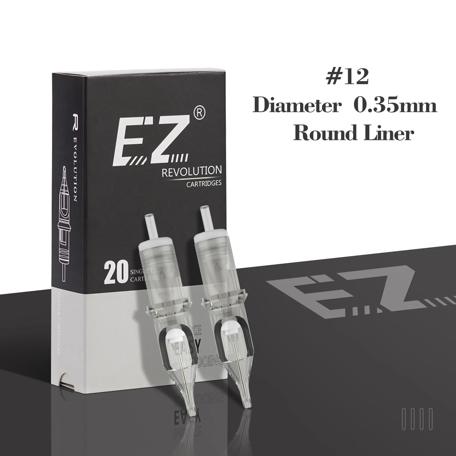 EZ Revolution Cartridge Tattoo Needles #12 0.35mm Round Liner RC1201RL RC1203RL RC1205RL RC1207RL RC1209RL 11/14/18RL 20 pcs/lot.