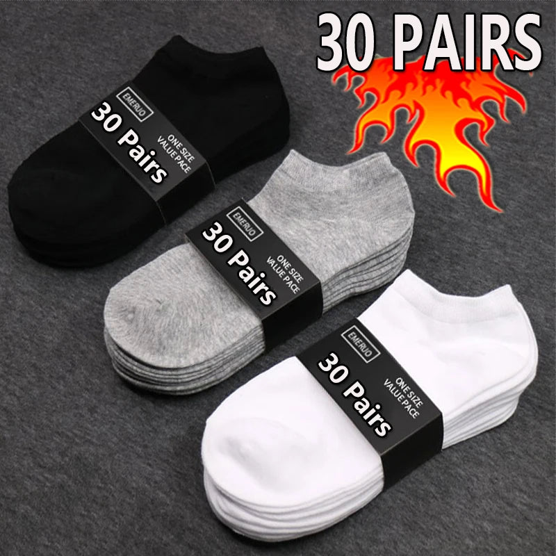 10/20/30Pairs Socks Men Women Boat Socks Thin Breathable Comfy Sweat-absorbing Ankle Socks Unisex Casual Plain Color Short Socks.