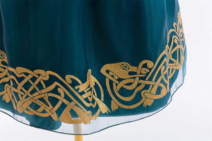 Girls Merida Cosplay Princess Dress Children Stage Performance Clothes Kids Halloween Carnival Party Long Sleeves Outfits.