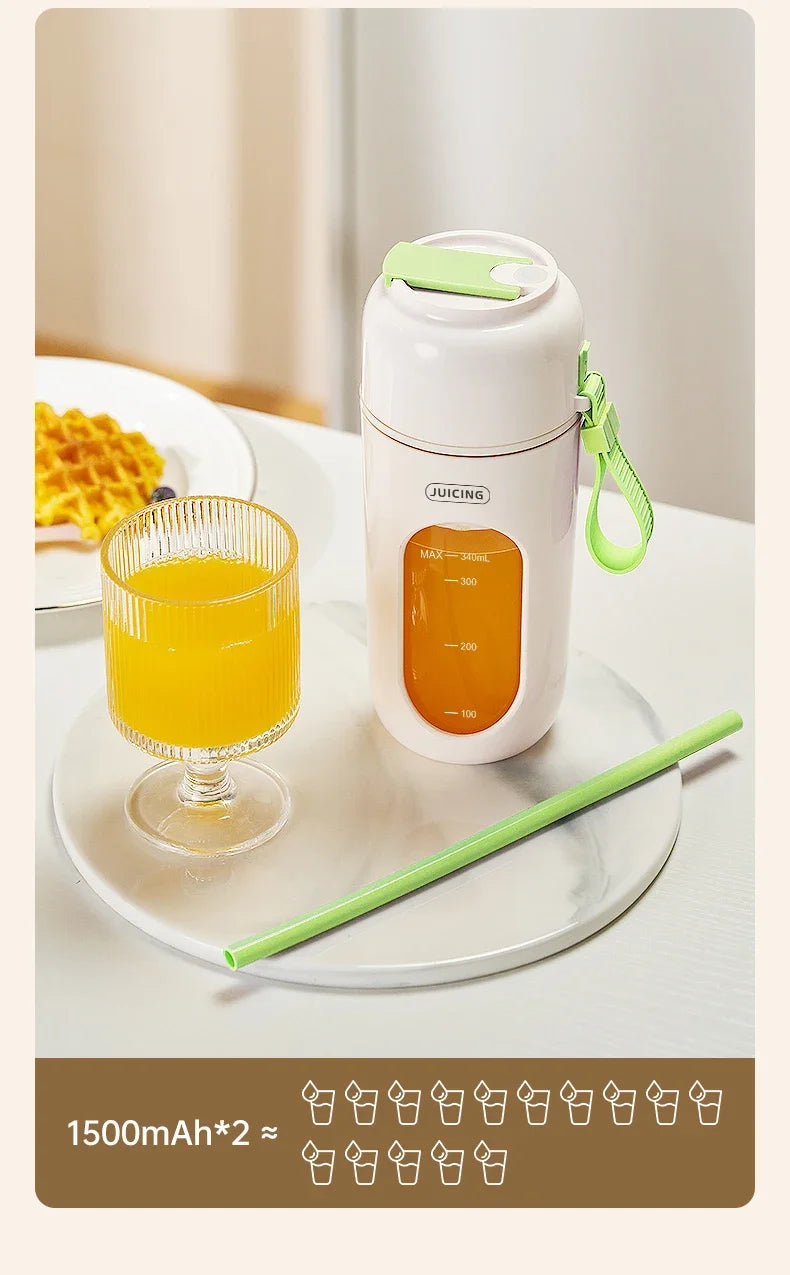 Portable Multi-function USB Wireless Juicer 12-blade Head Fast Juice Extraction 2600mAh Capacity Indoor and Outdoor Mixing Cup.