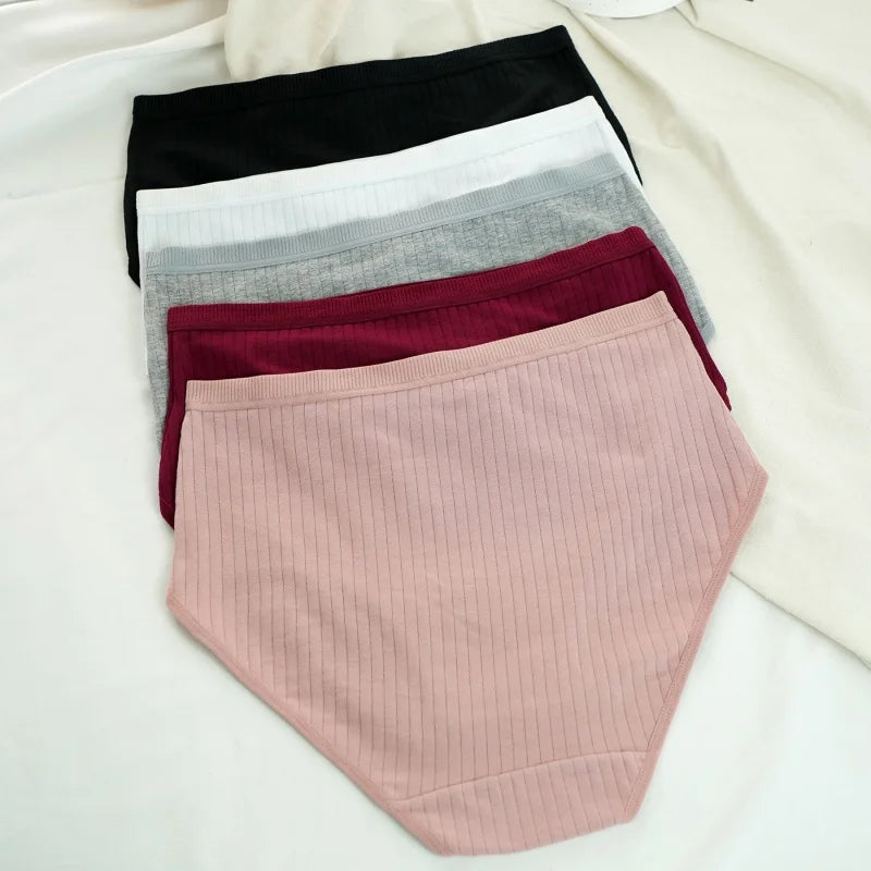 5Pcs/Set High Rise Cotton Panties Women Sexy Lingerie Solid Color Briefs Female Seamless Underwear Comfort Intimates.