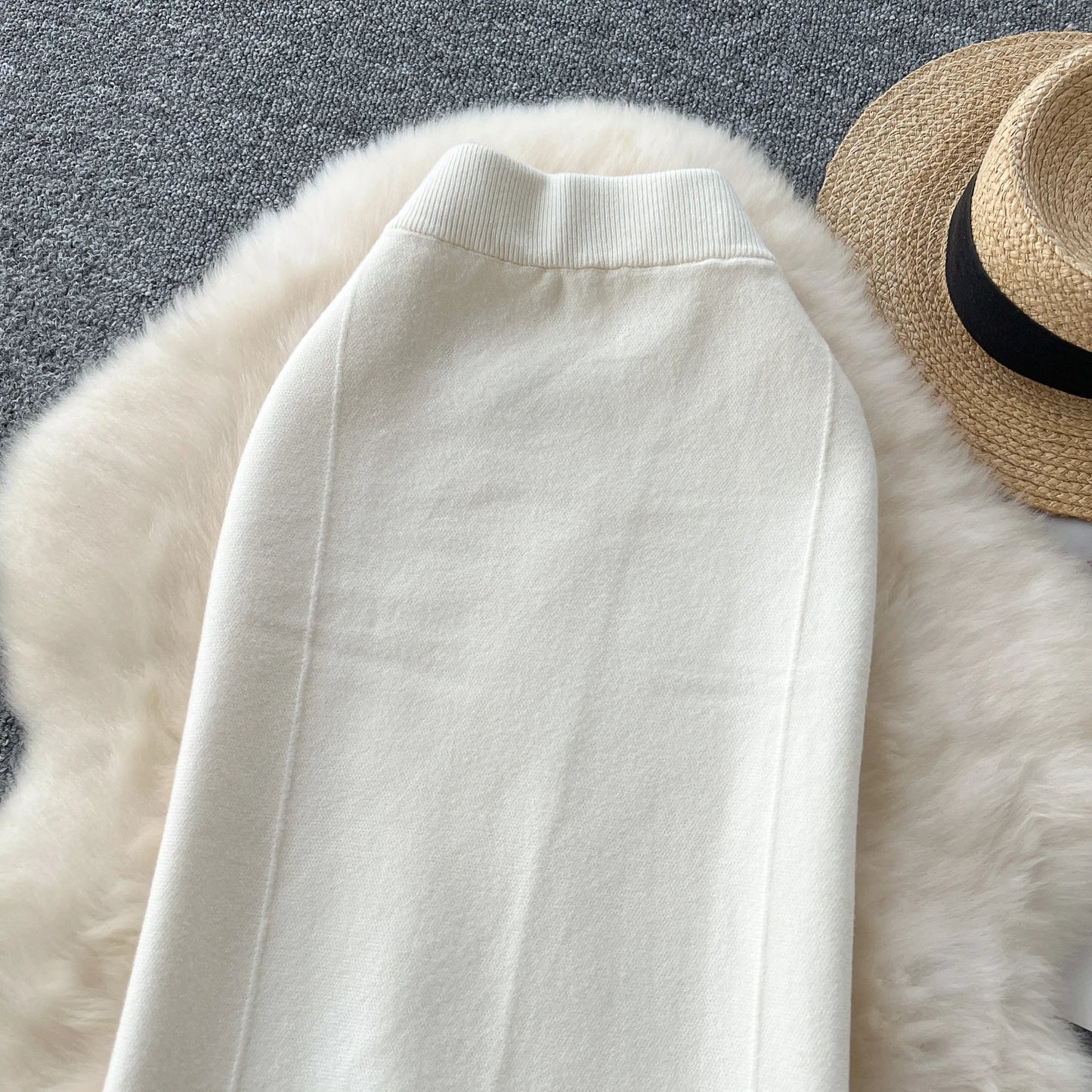 High Waisted Vintage Knitted Skirt Women Ruffled Slit Fishtail Office Midi Skirts Autumn Winter Woolen Skirt.