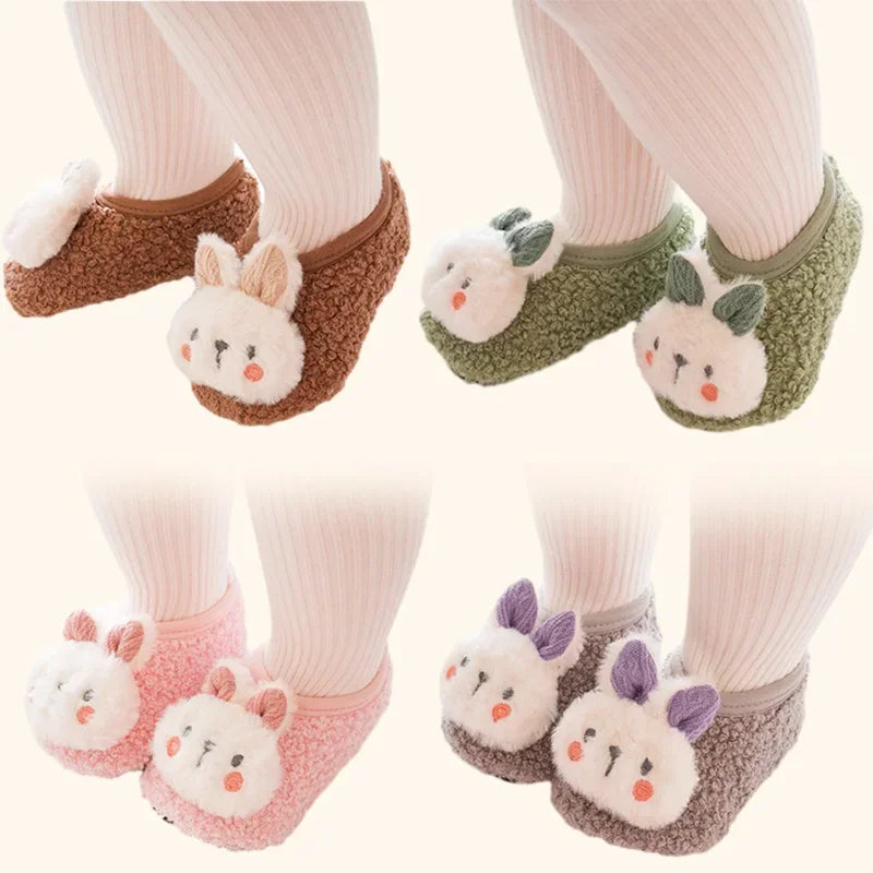 Autumn Winter Baby Slippers Toddler Plush Floor Sock Shoes Children Soft Sole Walking Shoes Indoor Home Anti-slip Kids Shoes