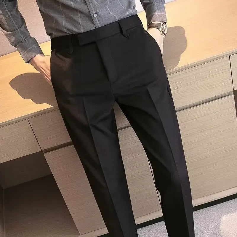 English Gentleman's Coffee Color Business Suit Pants Casual Draped Trousers For Men Fashionable Spring Autumn Small Foot.