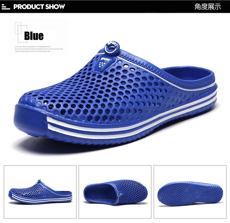 YRZL Mens Sandals Light EVA Summer Casual Shoes Hole Shoes Clogs Lovers Home Garden Outdoor Big Size 45 Male Beach Flat Slippers.
