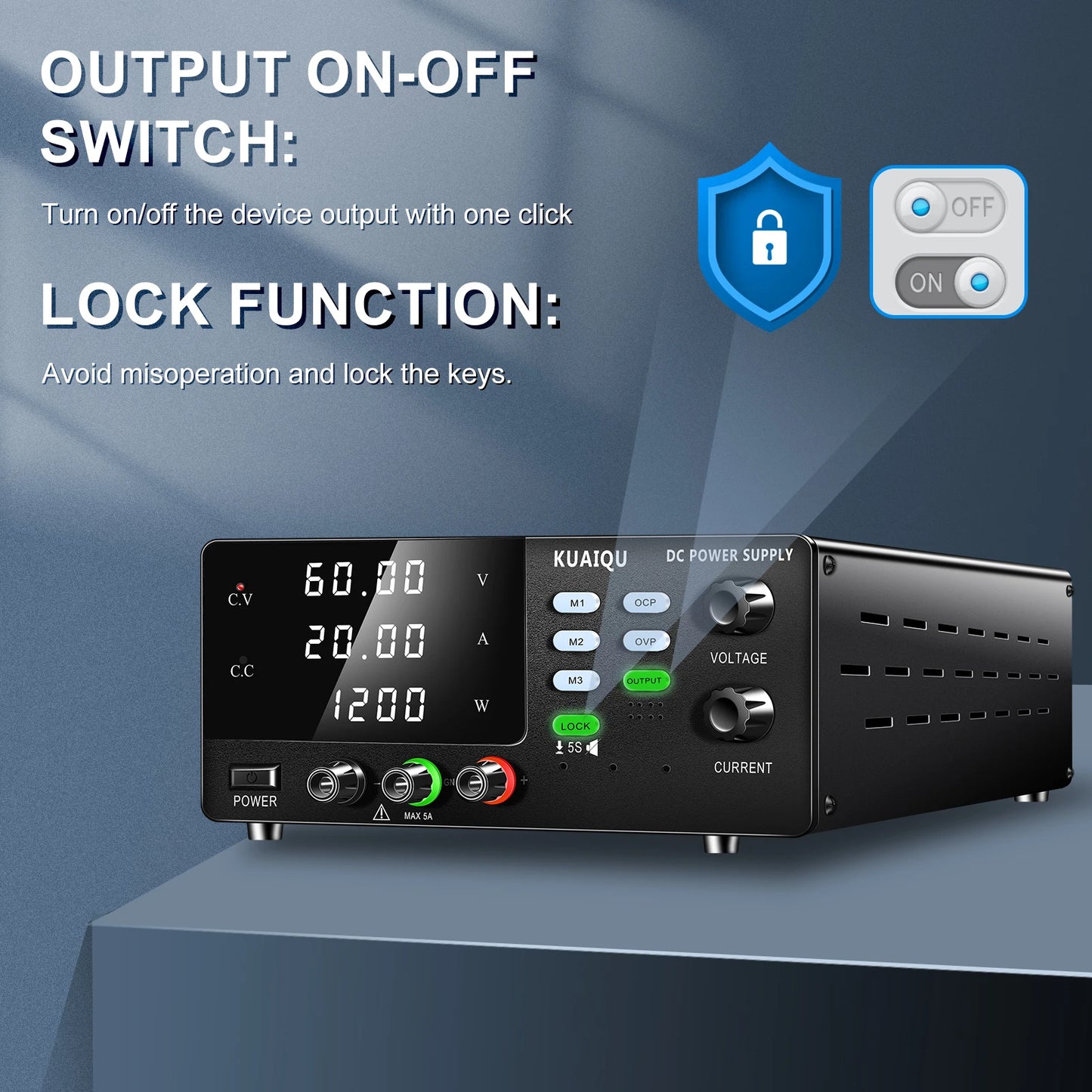 KUAIQU 3000W High Power Adjustable Bench Power Supply 1000V 300V 200V 100A 60A 30A Lab Power Supply OCP Alarm OVP Output Switch.