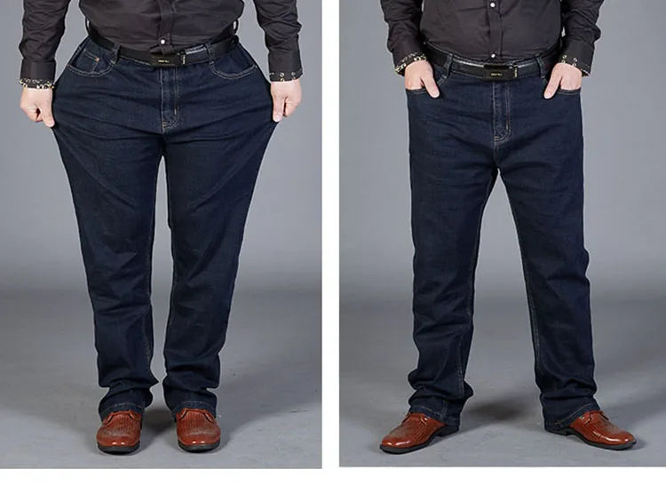 Übergroße Jeans für Herren 10XL (50 Zoll) – Stretchhose mit geradem Bein in Übergröße, Blau, große und große Streetwear, klassisches 5-Taschen-Design.