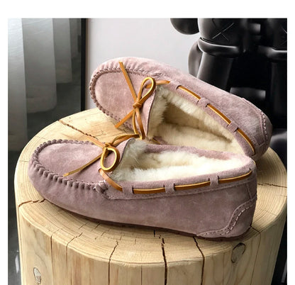 New 100% Natural Wool Genuine Leather Women Flat Winter shoes Women Moccasins Casual Loafers Plus Size Winter shoes