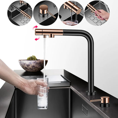 ASRAS Nanometer Black Flip Cover Hidden kitchen Sink 304 Stainless Steel 4mm Thickness Handmade Stepped Sinks Cup Rinser Sinks