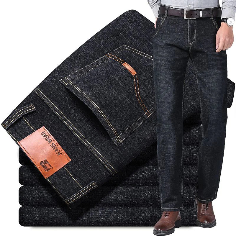 2024 Fashion Men Stretch Loose Straight Jeans Casual Elastic Slim Fit Denim Pants Male Brand Business Trousers Large size 38 40