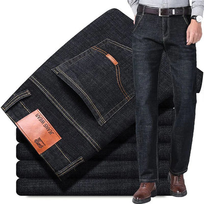 2024 Fashion Men Stretch Loose Straight Jeans Casual Elastic Slim Fit Denim Pants Male Brand Business Trousers Large size 38 40