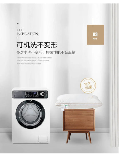 Class A cotton soybean fiber pillow core washable five-star hotel pillow adult neck protection household feather velvet pillow.