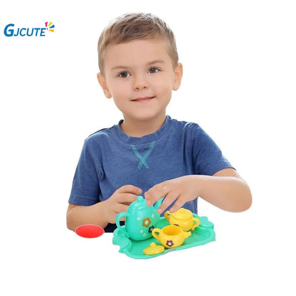 1 Set Plastic Teapot Teacup Food Pretend Play Toy Kids Simulation Tea Kit Kitchen Afternoon Tea Toys For Boy Girl Birthday Gift.