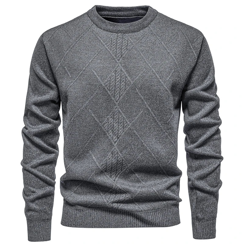 Autumn Winter Thick Knit Pullovers Men Solid Color Geometric Fashion Slim Fit Knitted Sweaters Mens Warm Casual Knitting Sweater.