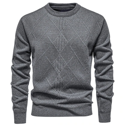 Autumn Winter Thick Knit Pullovers Men Solid Color Geometric Fashion Slim Fit Knitted Sweaters Mens Warm Casual Knitting Sweater.