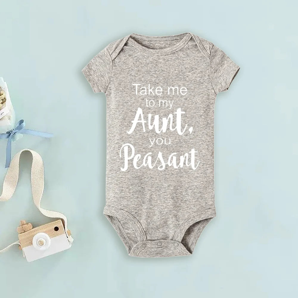Take Me To My Tante You Baby-Body mit Bauernmuster, kurzärmelig, für Neugeborene, lockerer Komfort-Strampler, bestes Geschenk für Babys.