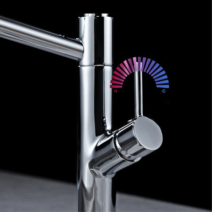 Modern Chrome Brass Pull Out Kitchen Faucet 2 Spray Modes Ceramic Valve Hot/Cold Water High Arc 360 Swivel Sink Mixer Tap