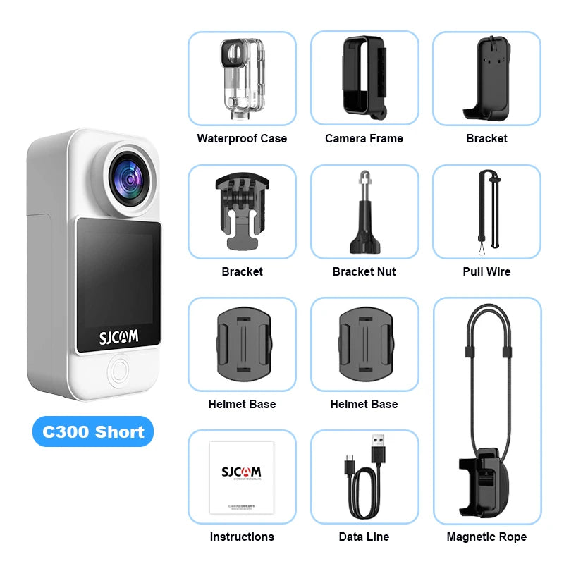 SJCAM C300 Pocket Action Camera 4K FHD With Long Battery Life Video 30M Waterproof 5G WiFi Camera Sport Action Cam