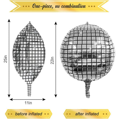 6/12 Stück 22 Zoll Discokugel Folienballons Metallic Silber 4D Ballon für 70er Jahre Disco Geburtstagsfeier Hochzeit Dekoration Lieferungen.