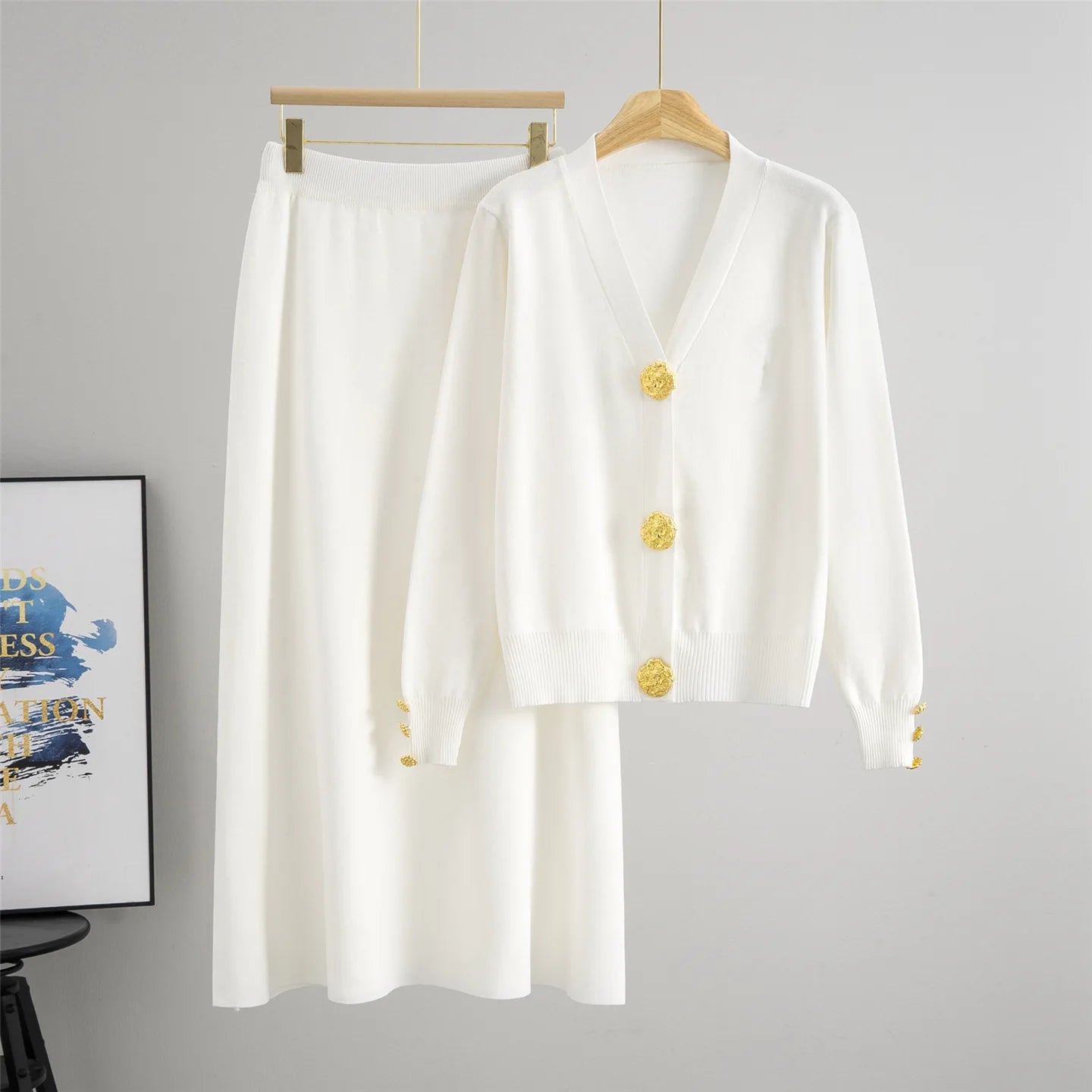 Women Knitted Sweater Muslim 2 Piece Set Cardigan Single Breasted Coat Long Skirt Suit Knit Outfits Morocco Autumn Winter 2025.