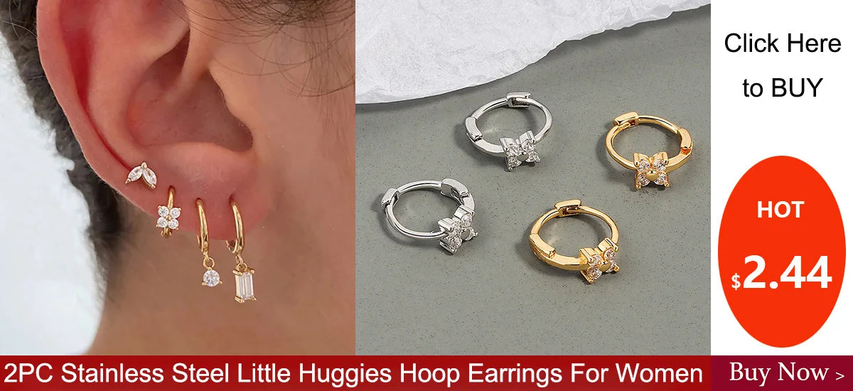 NEW IN 1 Piece Stainless Steel Mini Zircon Stud Earring Women Gold Color Helix Ear Studs Tragus Cartilage Piercing Jewelry.