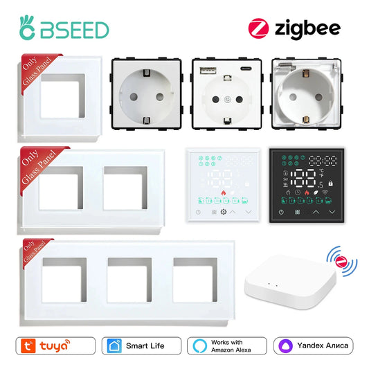 BSEED Zigbee Electric Floor Heating Thermostat LED Sensor Water Gas Boiler Smart Temperature Controller Without Frame Tuya Alexa.