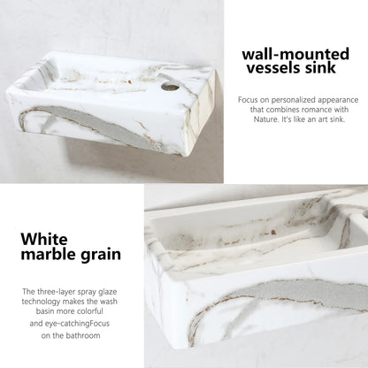 JIENI Art Ceramics Einzelwaschbecken, modernes Wandwaschbecken im europäischen Stil, quadratisches, minimalistisches Waschbecken aus Porzellan