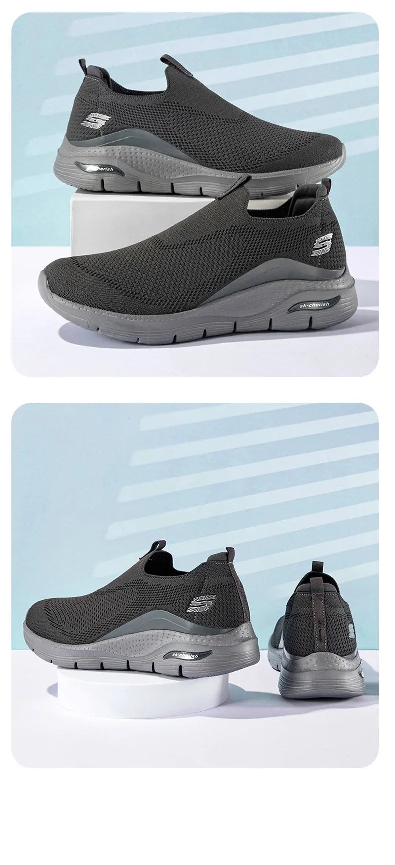 Men's Sports Running Shoes Fashion Breathable Cotton Shoelaces Increased Heel Sneakers Mesh Casual Sports Shoes.