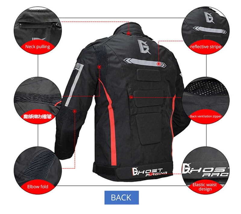 GHOST RACING Motorcycle Racing Jacket Man Waterproof Dirt Bike Pants Set With Protection Racing Suit Motocross Jacket Motor Suit.