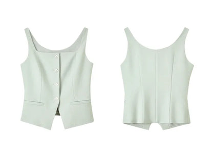 SENTUBILA 3 Piece Blazer Pant Suit Sets Women 2025 Autumn Suit Jacket Waistcoat Dress Pant Office Outfit Matching Set 141Z53565