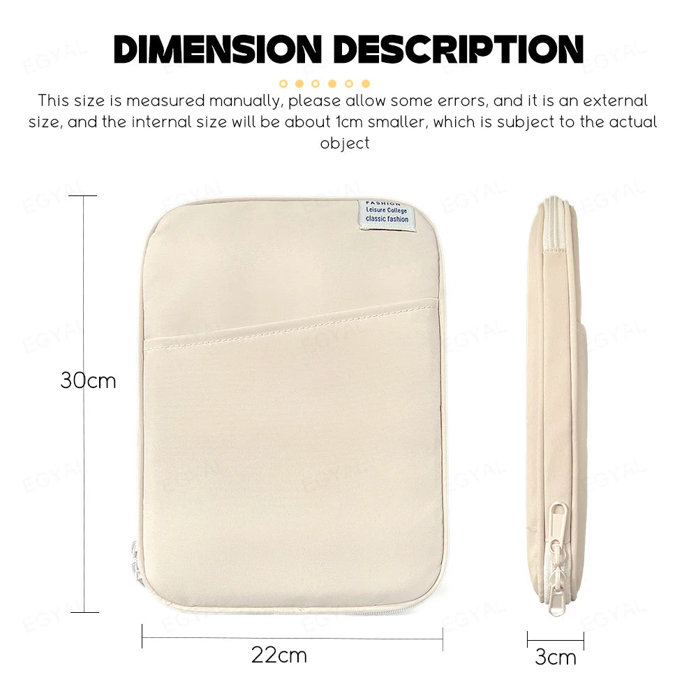 Tablet Sleeve Bag 9-11 inch for XiaoMi Pad 5 Pro iPad Air Pro 11 13 M4 M2 10th/9/8 10.2 For Samsung Huawei Shockproof Pouch Bags.
