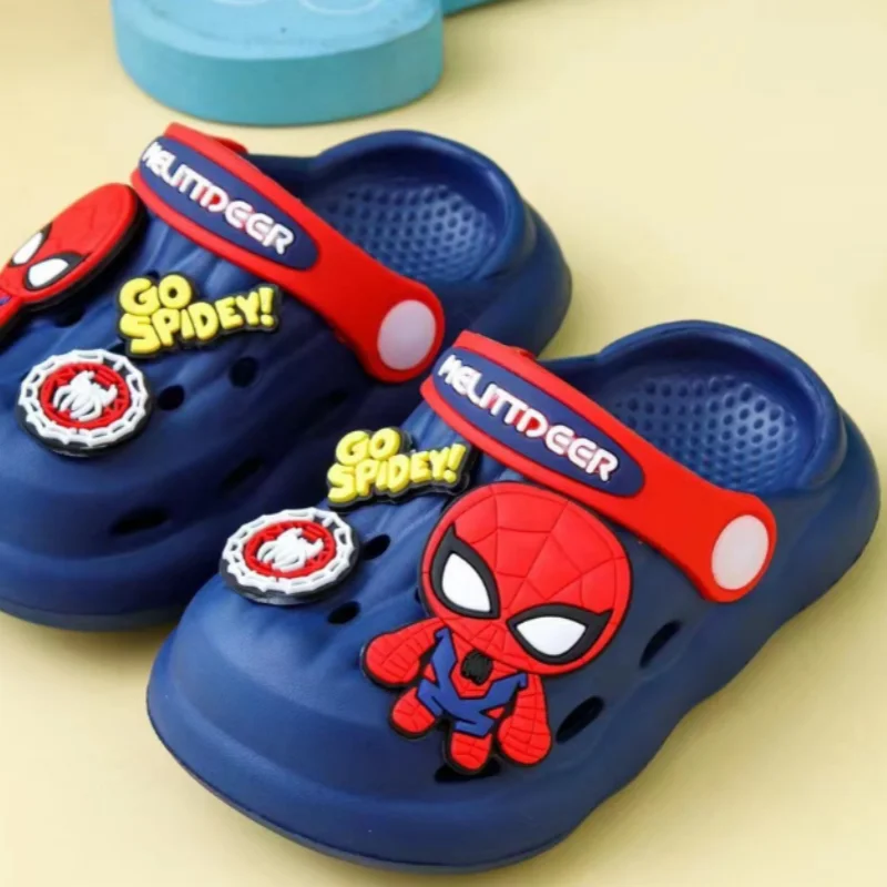 Disney Children'S Hole Sandals Boys Summer Home Slipper Cartoon Spider-Man Slipper Children'S Gifts Beach Shoes Size 18-29.