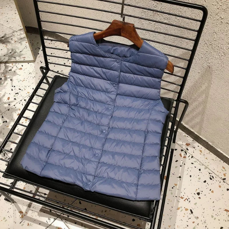 2025 neue Frauen Ärmellose Puffer Jacke Frühling Winter Weibliche 90 % Weiße Ente Unten Ultra Leichte Packbare Warme Daunen Liner weste.