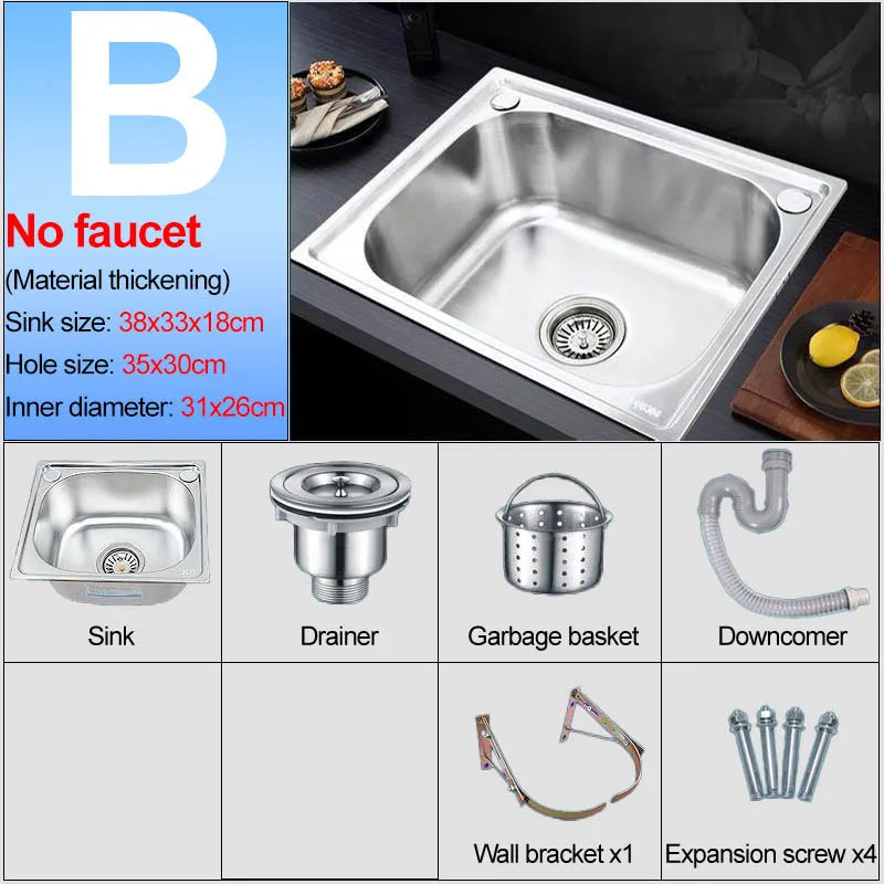 Verdickter Einzelschlitz aus Edelstahl 304 mit Halterung zum Aufhängen an der Wand, Waschbecken, Balkonbecken, Küchenwaschbecken, Waschbecken