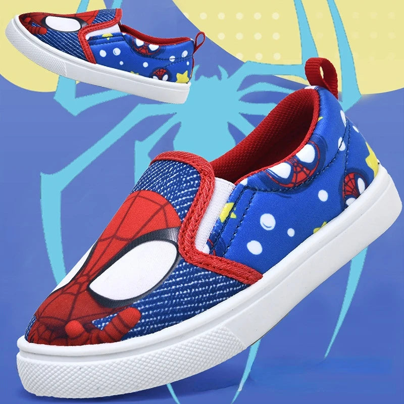 Disney Children's Casual Shoes Cartoon Fashion Blue Canvas Shoes Flats Spring Autumn Comfortable Shoes Size 25-29.