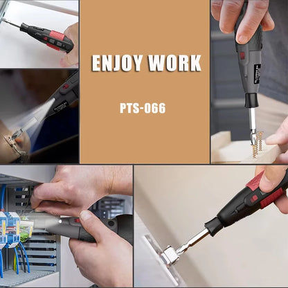 Leistungsstarker Mini-Elektroschrauber, Mini-Bohrmaschine, 3-stufiges Drehmoment, Typ C, LED-Licht, Stiftstil, Heimwartung, einfach für Anfänger