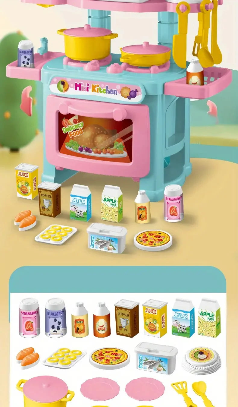 Play House Kitchen Toy Set Simulation Mini Cooking Tableware Play House Toy.