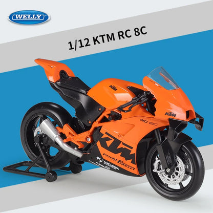 Welly 1:12 KTM RC 8C Alloy Road Racing Motorcycle Model Diecast Metal Street Sports Cross-country Motorcycle Model Children Gift.