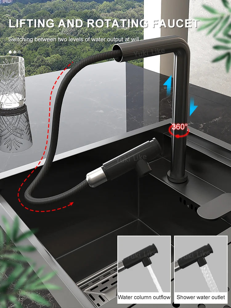 Versteckte Küchenspüle aus Edelstahl, Unterbau, Mini-Einzelschlitz, klein, multifunktional, für Wohnmobile, Café, Bar, Waschbecken mit Deckel, Gartenbalkon
