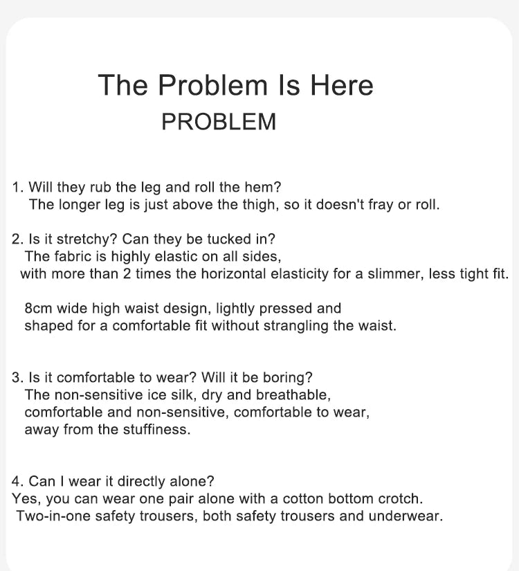 Women's plus Size White under Skirt Shorts Summer Seamless Protective Spandex Safety Hip-up Skirt Underpants Large Size