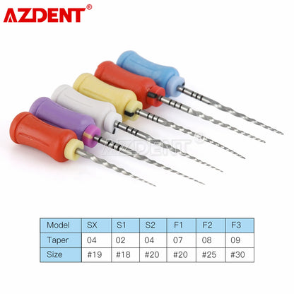 6pcs/Box AZDENT Dental Endodontics NiTi Hand Use Super Rotary File SX-F3 25mm Dental Root Canal File.