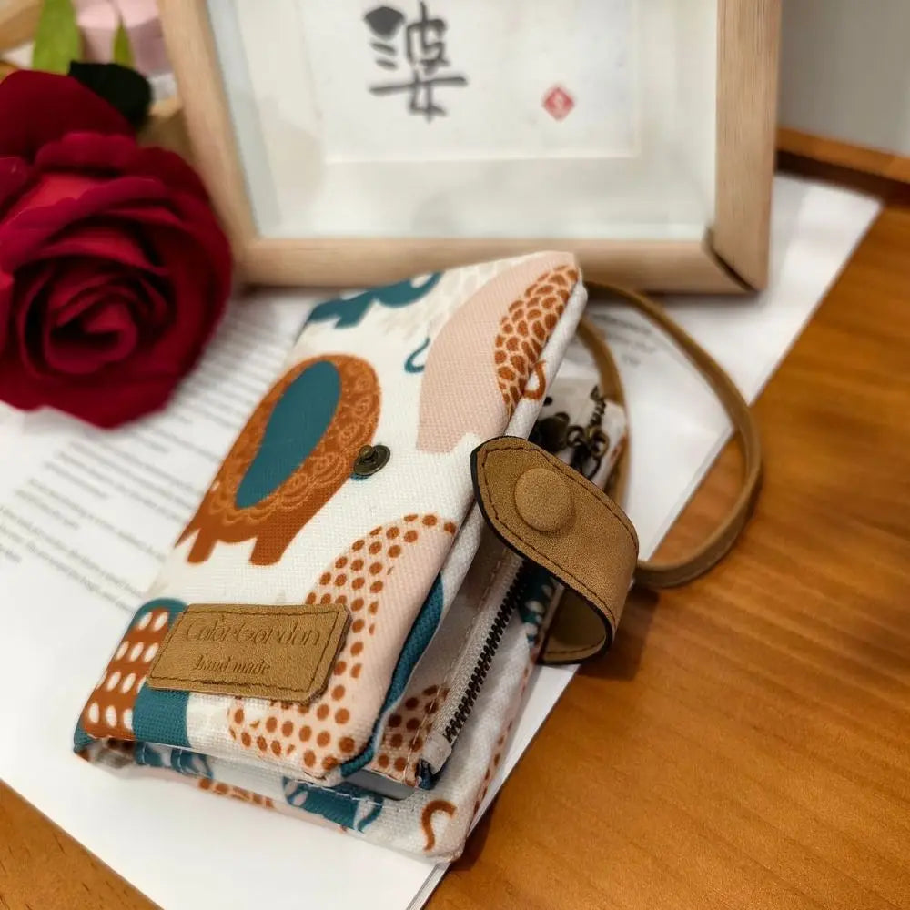 Women Cute Zipper Hasp Short Wallet PU Leather-Capacity Coin Purse Money Bag Frosted Printing ID Card Holder Girl Cute Clutch.