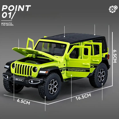 1:32 Jeep Wrangler Rubicon Off-road car Alloy Model Car Toy Diecasts Metal Casting Sound and Light Car Toys For Children Vehicle.