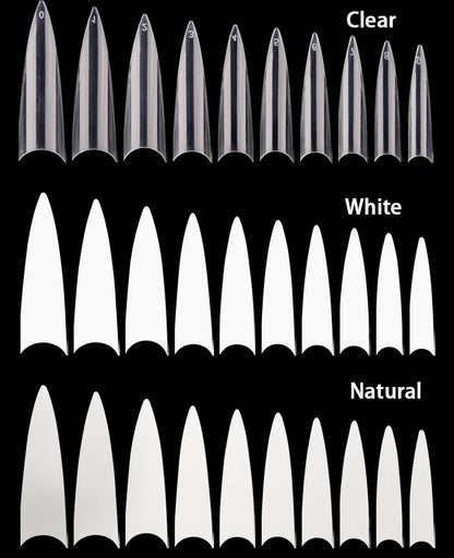 500/600pcs Long Pointed Fake Nail Tips Stiletto Half Cover French Acrylic UV Gel False Nail Extension Press On Nails Manic Tool.
